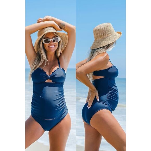 Cupshe Other - NWT CUPSHE Sweetheart Cutout Tankini Maternity Top Dark Blue Royal Blue Size XS